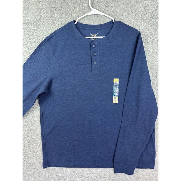 Faded Glory Henley Thermal Shirt Mens XL Extra Large Long Sleeve Waffle Knit New
